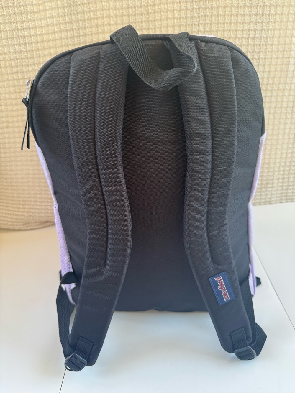Jansport Lavender Backpack with Navy Logo - Picture 3 of 10